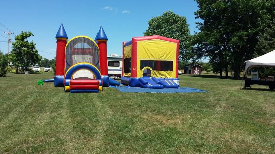 Kids playing on inflatable slide